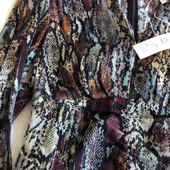 Rebecca Taylor Watercolour Snake V-Neck Top Blouse Size 4 - Picture 8 of 14